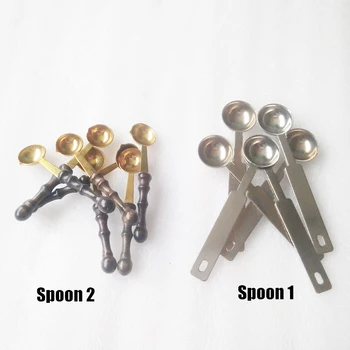 

Small metal and wooden handle brass wax seal stamp spoon