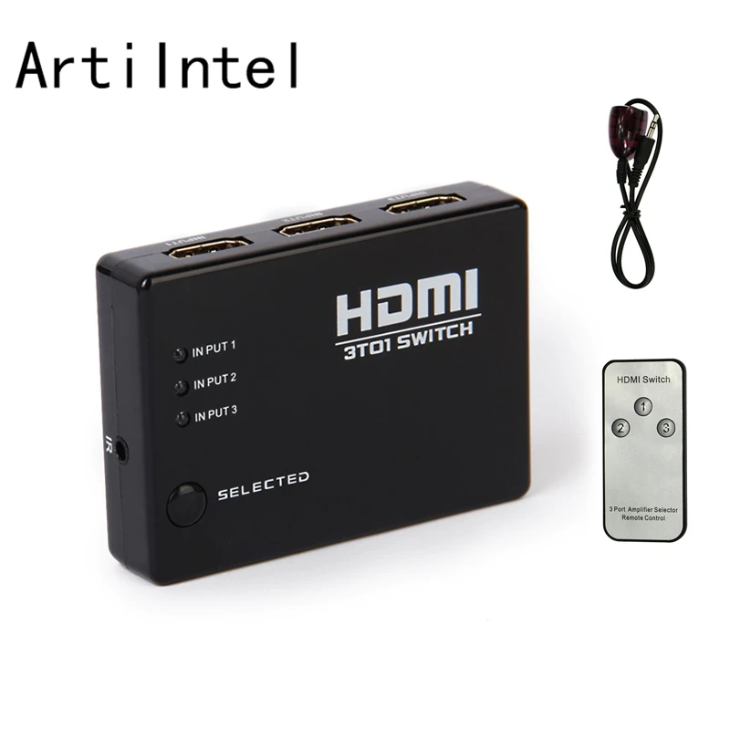HDMI Splitter Switcher Hub &amp IR Remote 1080P 3 In 1 Out PORT Switch Selector For TV PS3 Extender Control | Электроника