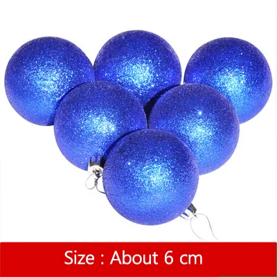 6CM-Blue Glitter Strongwell 6 шт. елка на Рождество украшение для дома DIY Рождество День рождения Свадьба год елочный шар висячие украшения вечерние - Цвет: 6CM-Blue Glitter