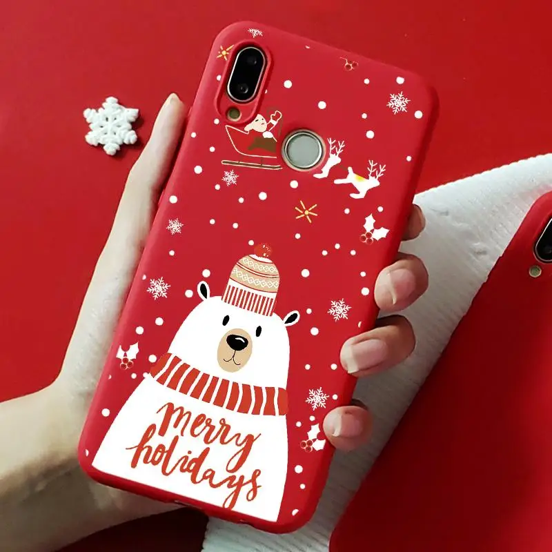 Веселый Рождественский чехол для huawei P8 P9 P10 Lite mini Y6 Pro Y9 Prime P30 P20 Lite Pro P Smart мягкий чехол с Санта-оленем