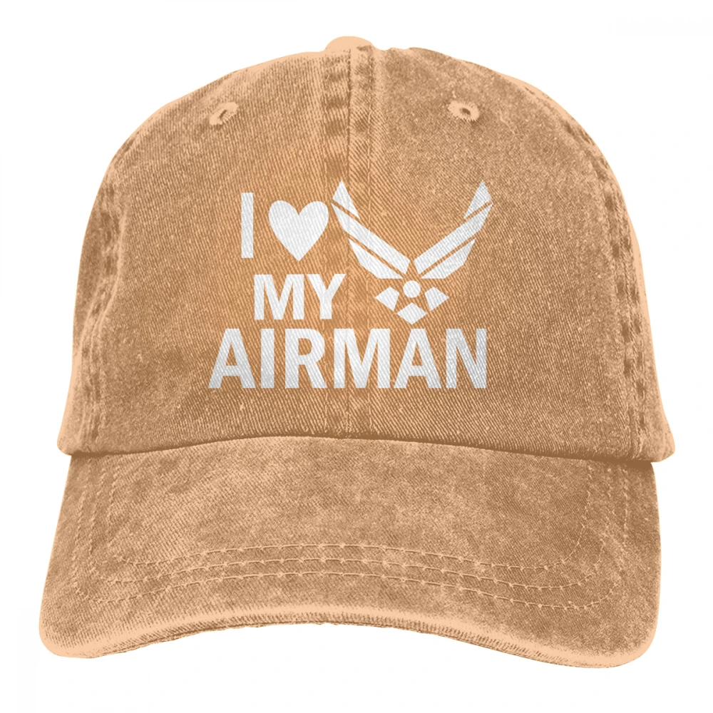 I Love My Airman США Air Force Casquette темно-синие унисекс Мужские Женские джинсовые бейсболка с ремешком кепки Регулируемая шляпа для гольфа папа - Цвет: Хаки