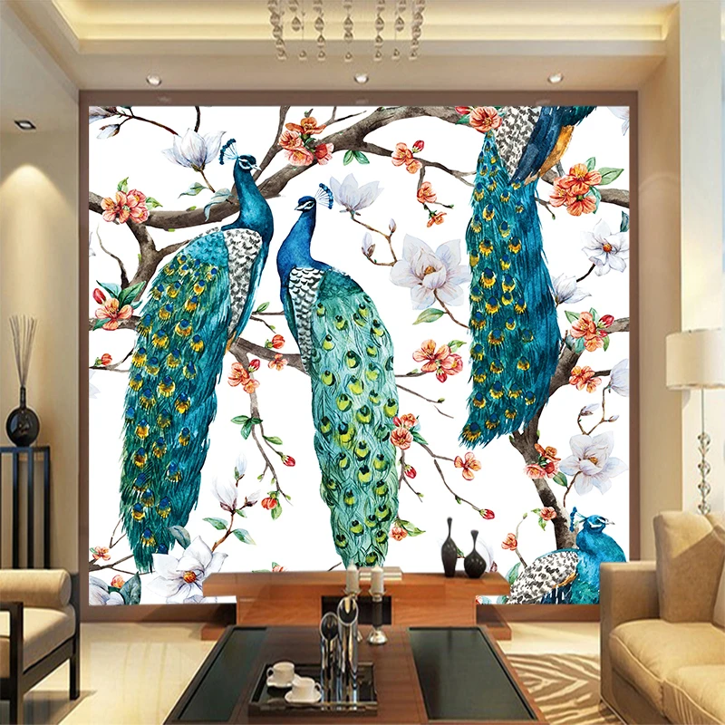 Creative-Animal-Peacocks-Stand-tree-PVC-Poster-Canvas-Art-Paintings-Wall-Living-Room-Bedroom-Home-Decoration (1)
