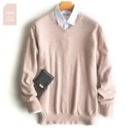 Кашемировый свитер, Мужской пуловер, осенняя зимняя одежда, hombre robe pull homme hiver, мужские свитера, trui heren roupas, мужской свитер - Цвет: v-neck Beige