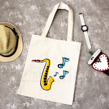 

Saxophone Player Women Female Foldable Canvas Shoulder Bag Canvas Tote Eco Shopping Bag Canvas Tote Bag Casual HandBag Daily Use