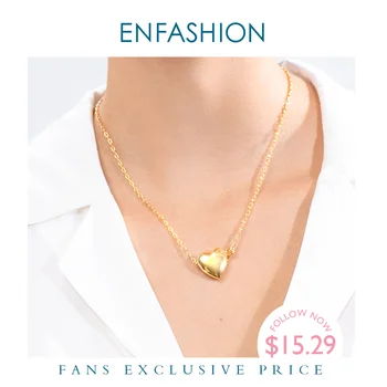 

ENFASHION Heart Locket Pendant Necklace Women Gold Color Openable Photo Frame Choker Necklace Fashion Femme Jewelry P193056