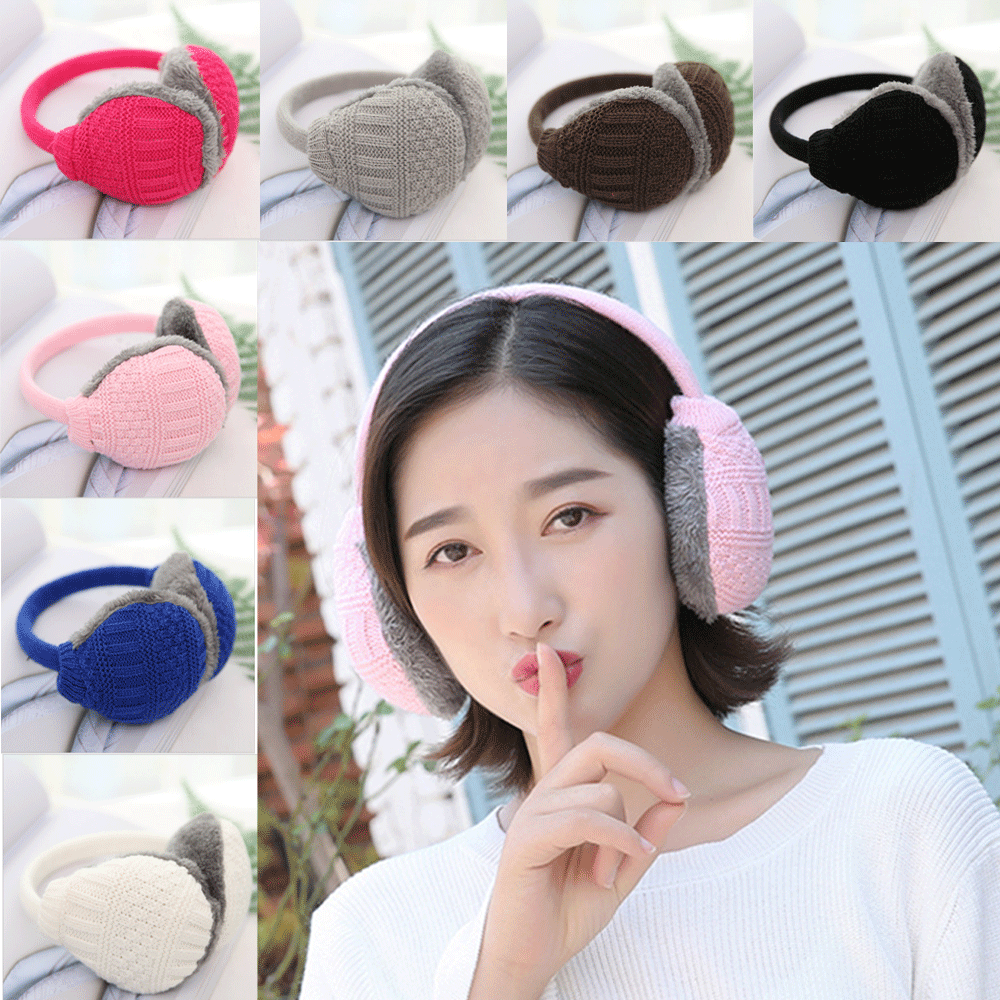 New Fashion Women Men Winter Earmuffs Warm Ear Muffs Plush Earlap Warmers Knitted Ear Cover Black Gray Pink White