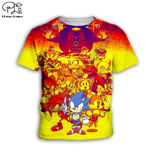 Kids t shirts Детский комплект с капюшоном с 3d принтом «суперзвуковой Ёжик», толстовка с рисунком из мультфильма для малышей, толстовка для мальчиков, детская семейная куртка на молнии, футболка, штаны - Цвет: Kids t shirts