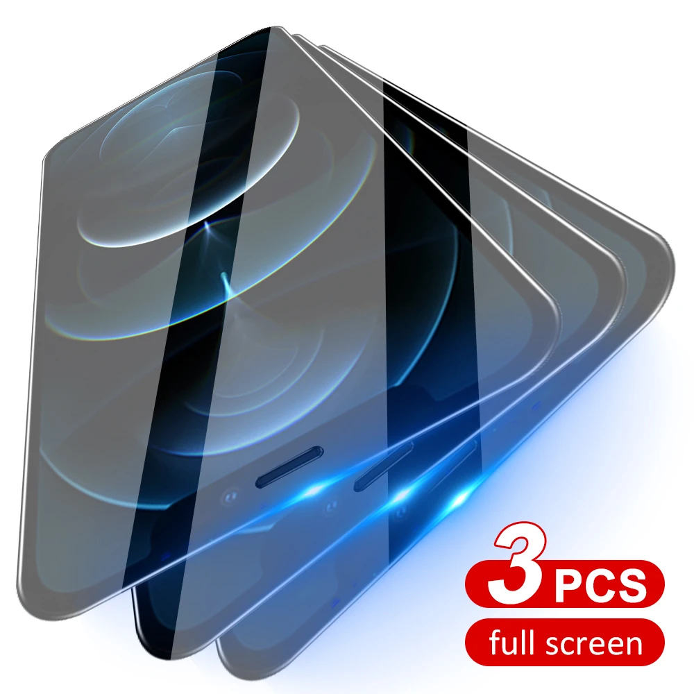 3Pcs Screen Protector Glass For iPhone 13 12 11 Pro Max XR 7 8 Plus XR