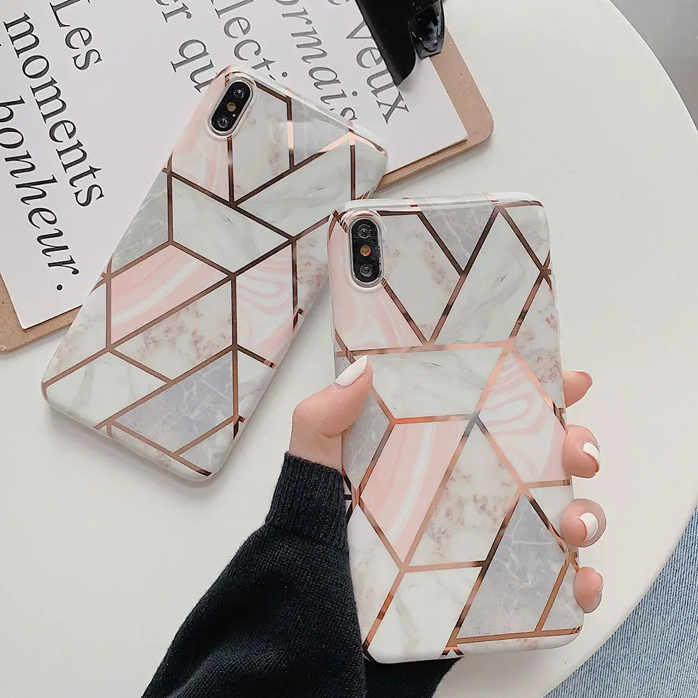 KISSCASE геометрический мраморный текстурный чехол для телефона iPhone XS MAX XR X 10 8 7 6 6S Plus