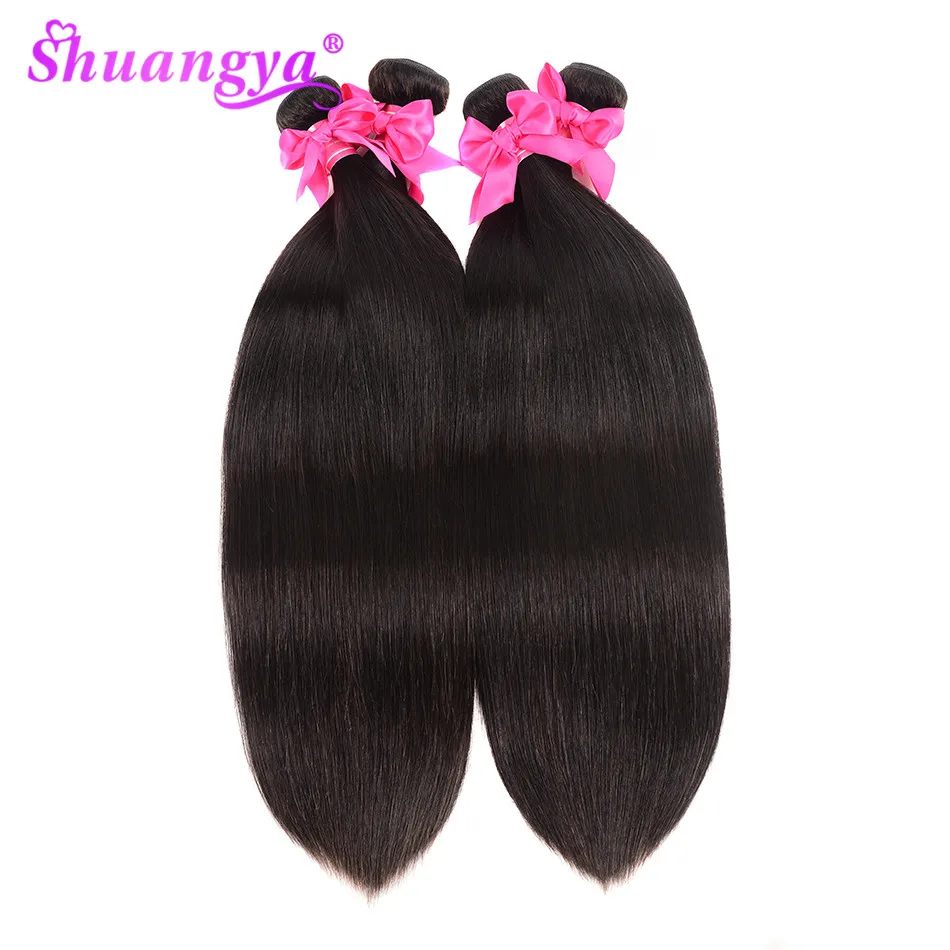 Shuangya волосы малазийские прямые волосы пряди с закрытием remy волосы человеческие волосы пряди с закрытием