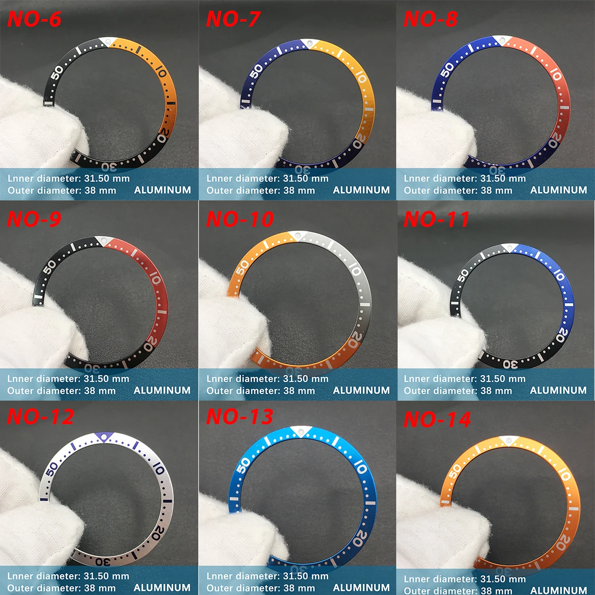 

38mm substitute bezel flat aluminium Watch Insert Ring celebrities Watch Accessories Inner diameter 31.5mm