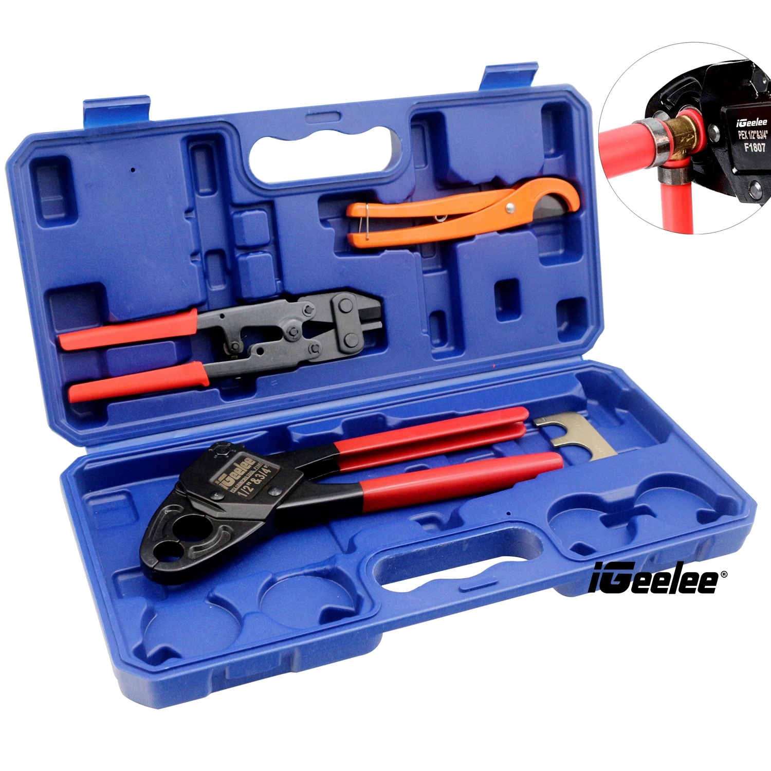 Pex Crimping Tools 3/8", 1/2" & 3/4" Pex Crimper with GoNoGo Gauge