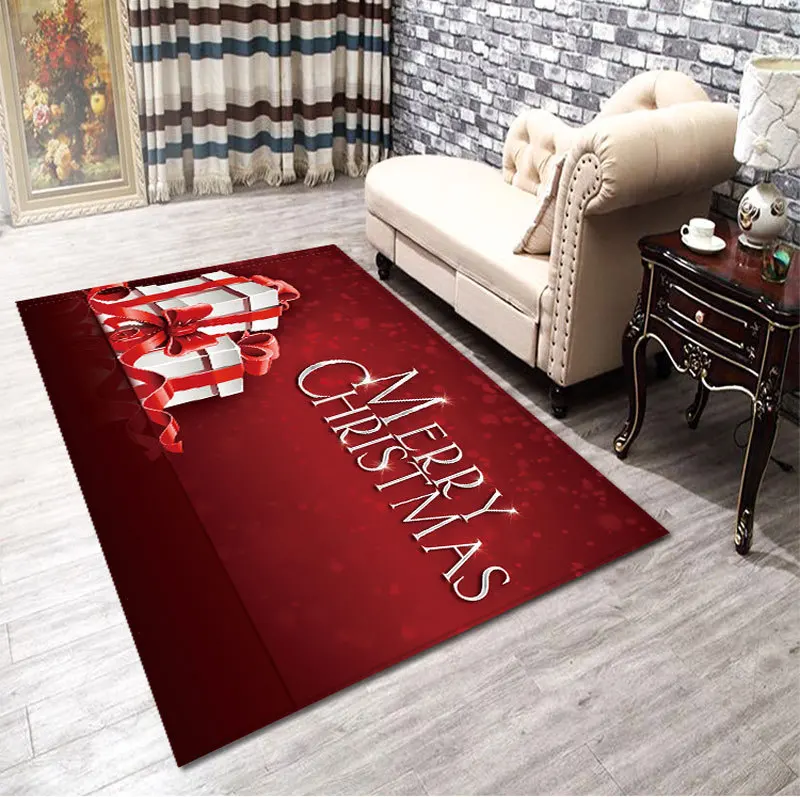 Fashion 3D Christmas party Area Rugs Xmas Garland Tree Snowman Elk printing Carpets for Living room bedroom new Year decoration - Цвет: SD578