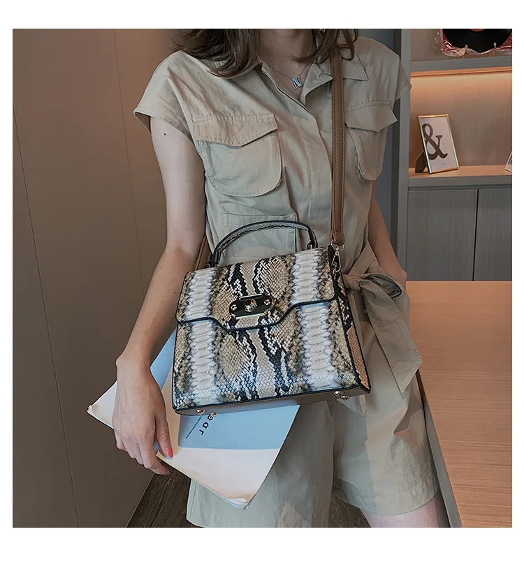 Female Small Messenger Handbag Women Tote Bag Faux PU Leather Colorful Snake Skin Bag Square Shoulder Python Bags for Women 2019 (4)