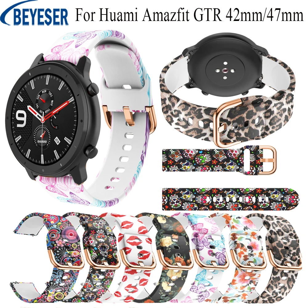 

Sporting Printing 20 22mm Silicone Watchband Strap Replacement For Huami Amazfit GTR 42mm/47mm Easy Fit Quick Release Bracelet