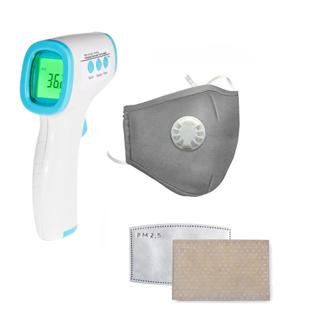 

Infrared Thermometer Non-Contact Forehead Thermometer Washable Mask Set Body Temperature Monitor Random Colors