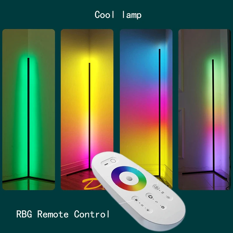Современный минималистичный RGB угловой напольный светильник для гостиной, стоячий светильник, светодиодный пульт дистанционного управления, напольный светильник для спальни, крутая лампа для домашнего декора|Напольные лампы| | АлиЭкспресс
