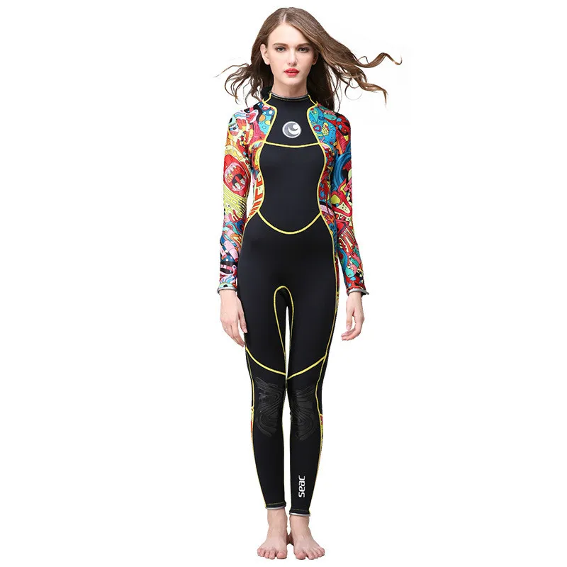 Hisea Women 3Mm SCR Neoprene Wetsuit High Elasticity Color Stitching Surf Diving Suit Equipment Jellyfish Clothing Long Sleeved | Спорт и
