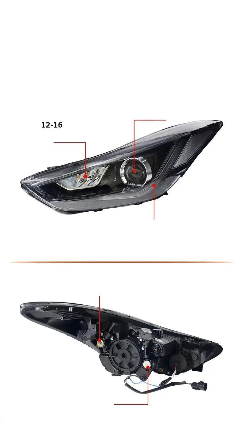 Drl Automovil автозапчасти Cob Стайлинг светодиодные дневные ходовые боковые поворотники фары автомобильные фары в сборе для hyundai Elantra
