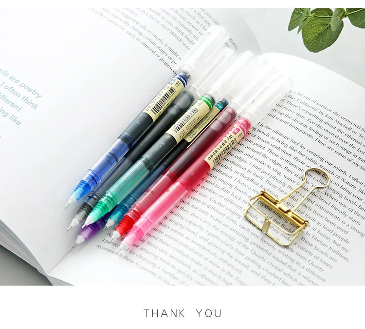 keyord 7pcs/set colourful Straight liquid gel pen Artistic font Creative neuter pen Business School office supplies