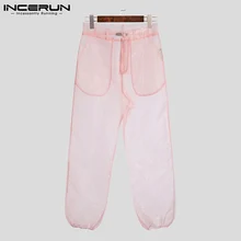 

Fashion New Men's Net Yarn Trousers See-though Long Pants Sexy Casual Style Breathable Mesh Party Shows Pantalons S-5XL INCERUN