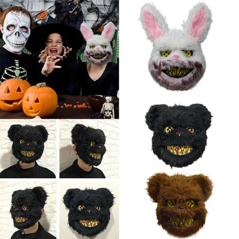 

Besegad Horror Plush Mask Halloween Plush Mask Bloody Killer Evil Animal Rabbit Bear Plush Mask Party Cosplay Masquerade Mask