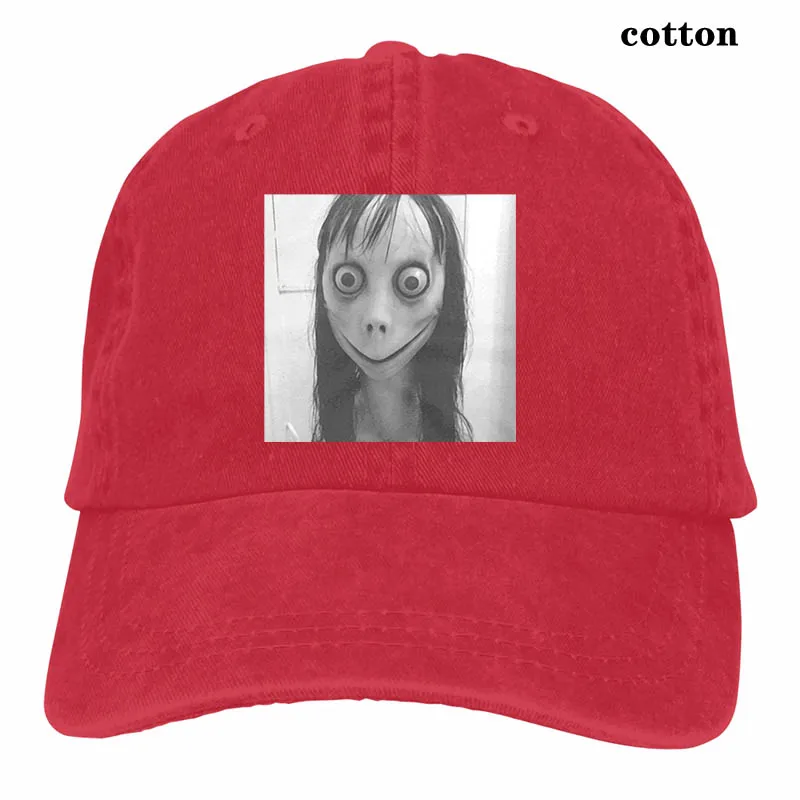 Momo вызов мем жуткий Creepypasta мемы уличная в готическом стиле уличной моды Бейсбол кепки для мужчин и женщин, Кепка-тракер Шапки - Цвет: 3-Red