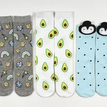 3 пары женских звезд+ авокадо+ носки с пингвинами США Размер 5-8, европейский размер 35-38(тонкий материал