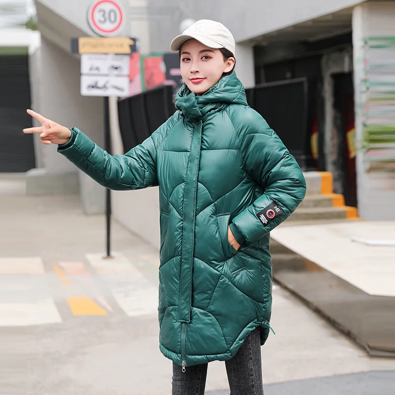 

Bright Surface Cotton Coat Women's 2019 Winter New Style Korean-style Mid-length Cotton-padded Clothes Women's Large Size Loose