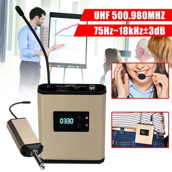 

Rechargeable UHF Wireless Microphone Clip On Headset Mic Wireless Microphone System for Teacher Tour Guide Voice Amplifier