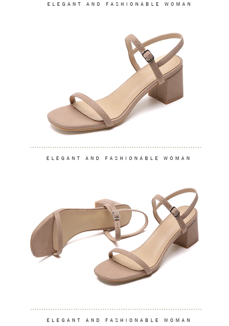 SLHJC/Женские Классические Летние кожаные сандалии; туфли-лодочки на массивном каблуке средней высоты; женские модные вечерние туфли из органической кожи с открытым носком и пряжкой