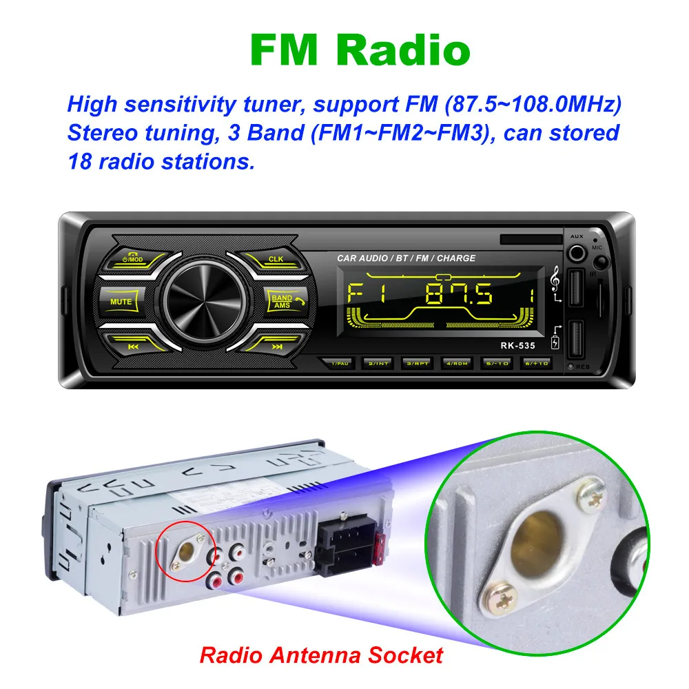 Bluetooth автомобильный стереоплеер аудио вход Aux FM приемник SD USB MP3 радио плеер 4 дорожки высокой мощности выход практичный