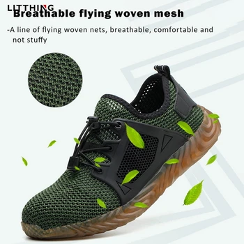 

LITTHING Indestructible Safety Shoes Men And Women Work&Steel Toe Air Safety Boots Puncture-Proof Work Sneakers Breathable Shoes