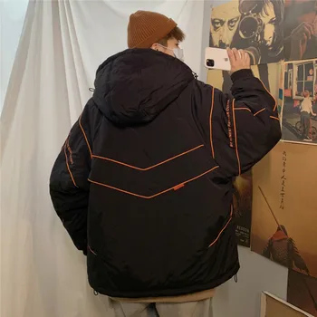 

2019 New Large Size Japanese Contrast Color Three-dimensional Pocket Hooded Men's Loose Version Casual Cotton Coat