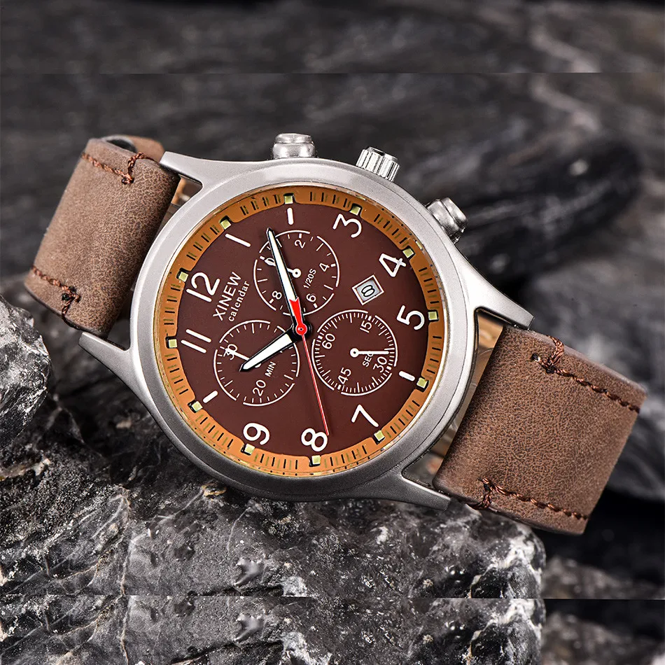 Часы Relogio Masculino Мужские часы с кожаным ремешком часы Военные Спортивные Аналоговые кварцевые наручные часы с датой повседневные водонепроницаемые часы Reloj 30