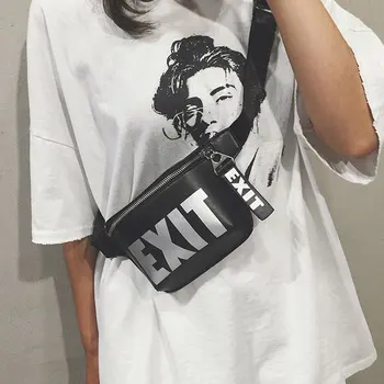 

Summer Korean Fashion Men Women Soft PU Leather Small Size Waist Bag Multifunctional Letter Printed Waist Packs Belt Bag