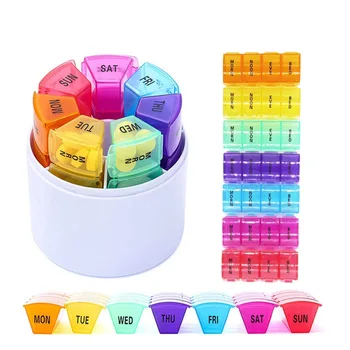 

Outdoor travel 7 days pill box storage box portable dispensing with lid partitioned pill box storage box set WF929