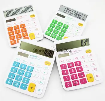 

Cartoon Electronic Calculator Fashion Colored Desktop Dual Solar Power Desktop Computer Office Supplies Stationery Handheld Gift