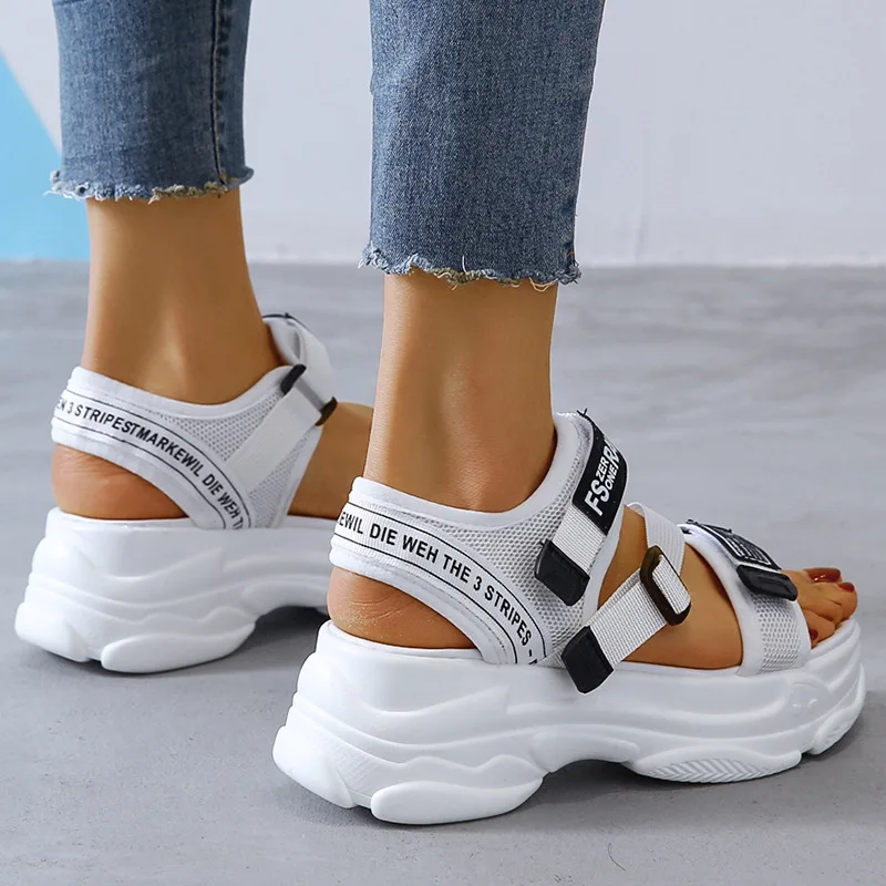 Aphixta 5cm platform women's sandals summer slides buckle Slides casual sandals cool sports shoes summer sandalia mujer