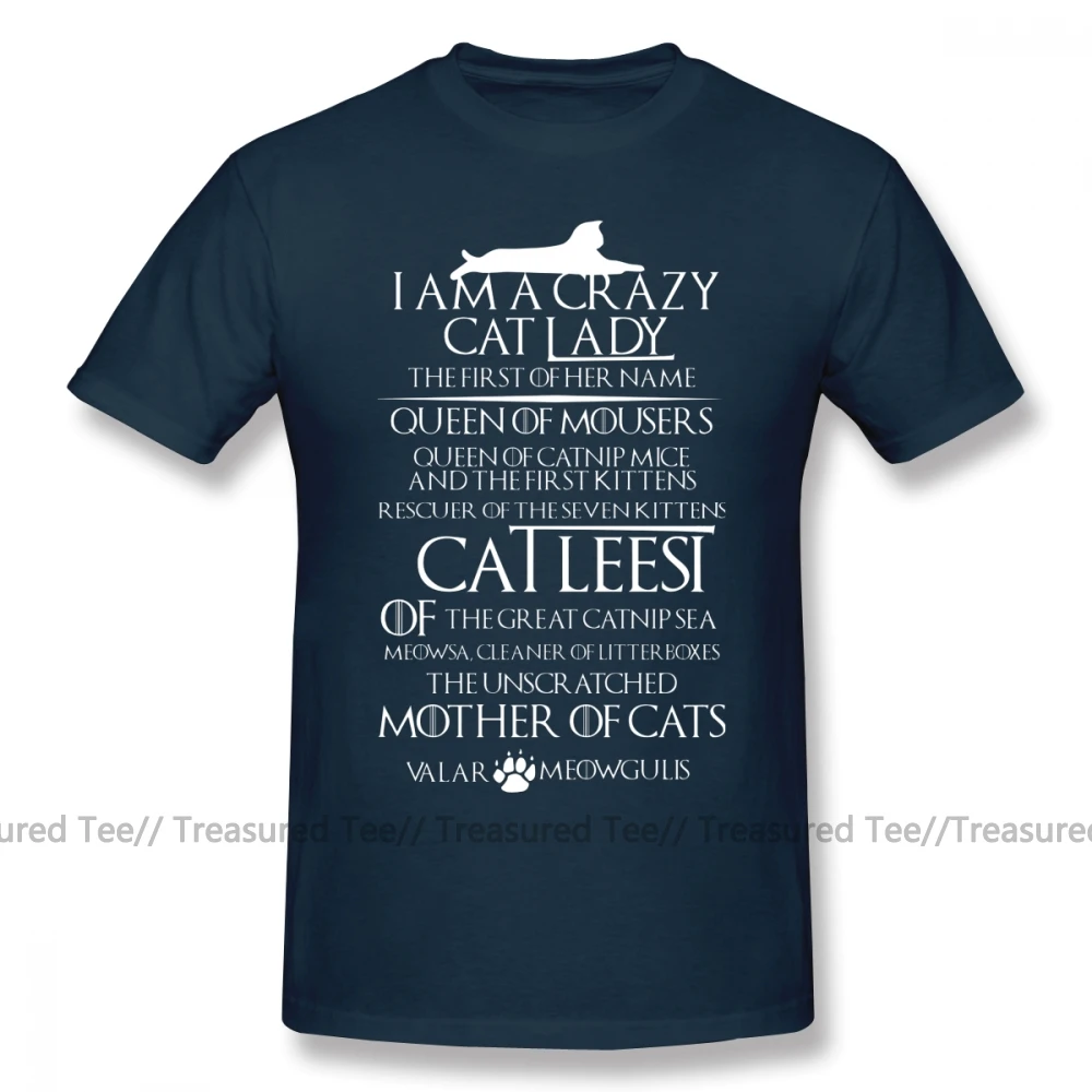 Khaleesi футболка Catleesi Mother Of Catleesi, белая на черном, футболка, 100 хлопок, мужские футболки, плюс размер, забавная футболка - Цвет: Navy Blue