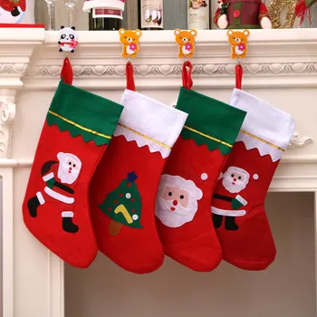 

Random 1 Color Sock Santa Christmas Tree Christmas Stocking Santa Claus Gifts Baby Girl Boys New Years Sock