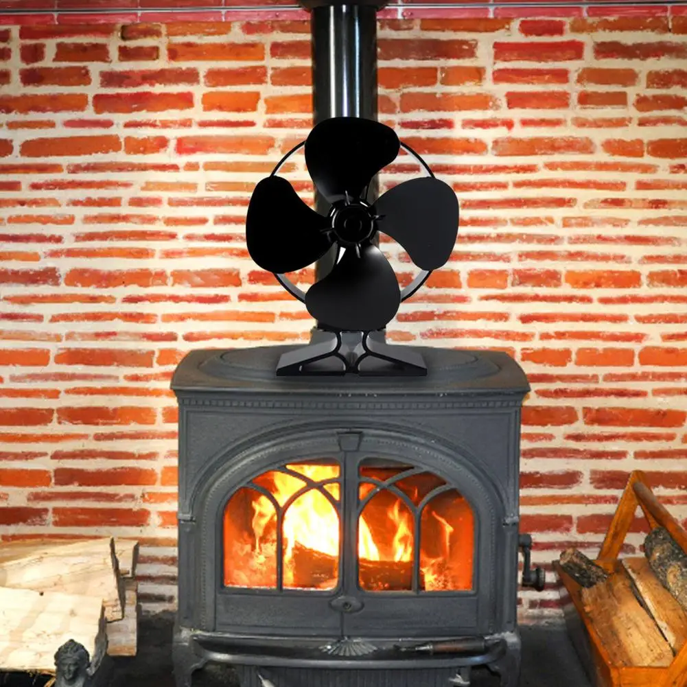 

Fireplace Fan Heat Powered Stove Fan Mute Heat Circulation Fan Home Accessories