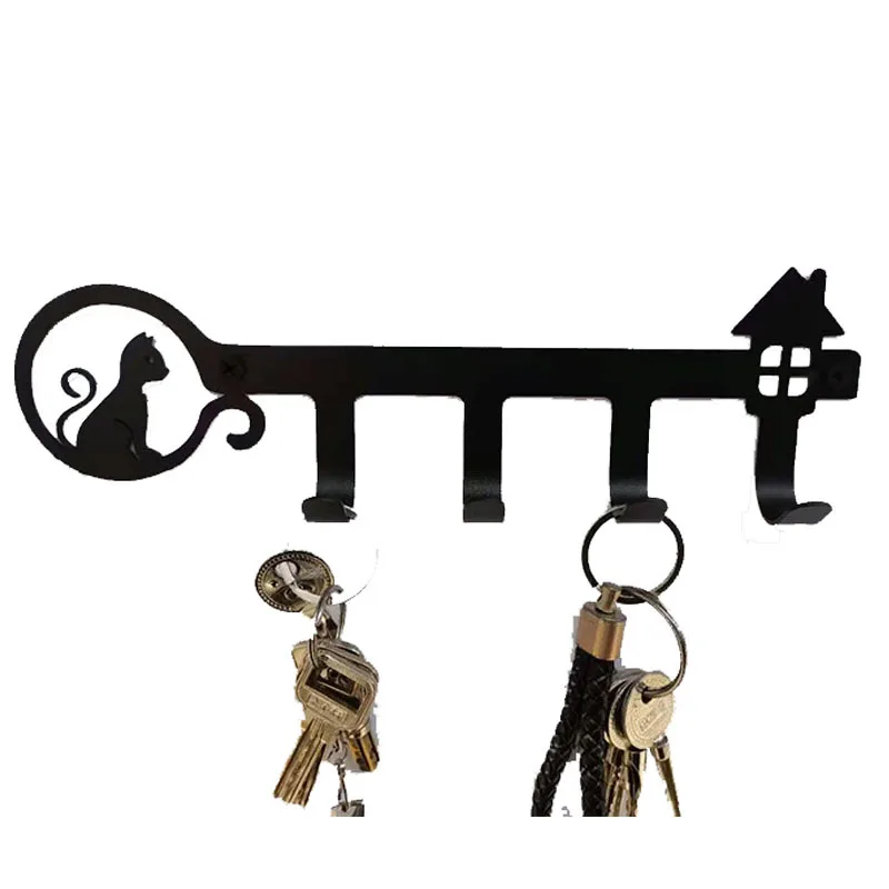 Sweet Home Black Metal Balcony Wall-mounted Clothes Rack Key Holder Kitchen Organizer Bathroom Rangement Hooks Hangers Storage wall mount hooks multi purpose hooks wall holder kitchen hooks wall organizer hook metal hook