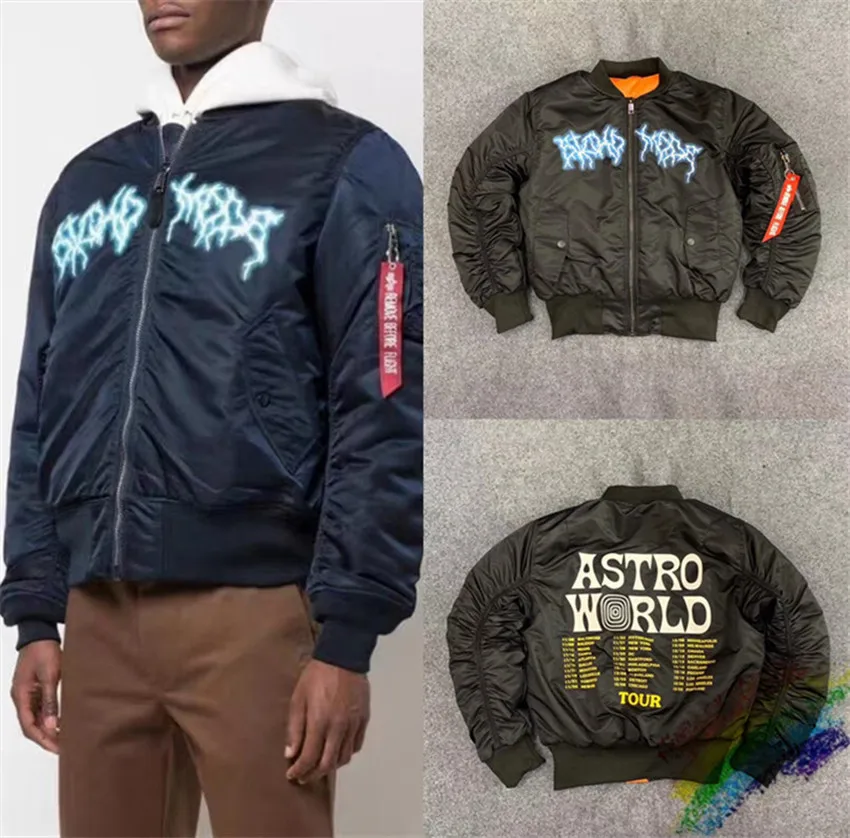 Трэвиса Скотта бомбардировщик Astroworld куртка мужская 1:1 высокое качество MA 1 пальто