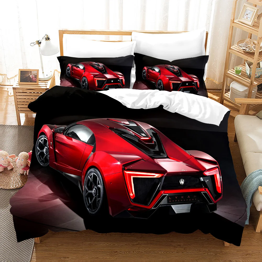 Car Sports Printed Duvet Cover Race Car Bedding Sets With Pillowcases For Teens Kids Boys Cool Bedroom Decor 2/3pcs Bedclothes