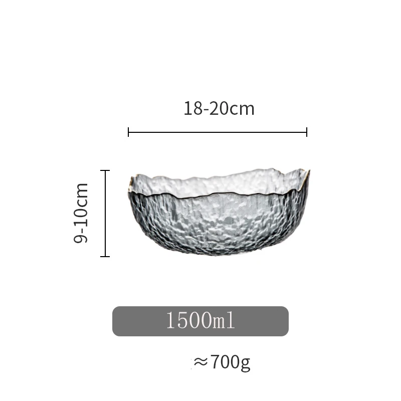 1500ml Smoke grey Европейская прозрачная стеклянная чаша с золотым краем, бытовая большая посуда, фруктовые десертные салатники, миски для еды, стеклянная чаша, кухонные столовые приборы - Цвет: 1500ml Smoke grey