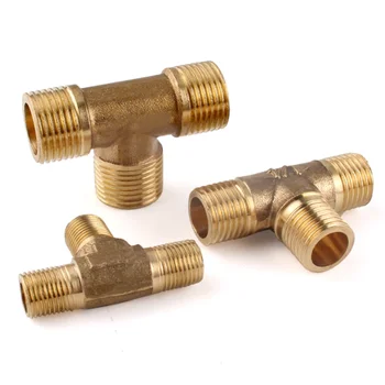 

1/8" 1/4" 3/8" 1/2" BSP Male Thread Tee Type 3 Way Brass Pipe Fitting Adapter Coupler Connector For Water