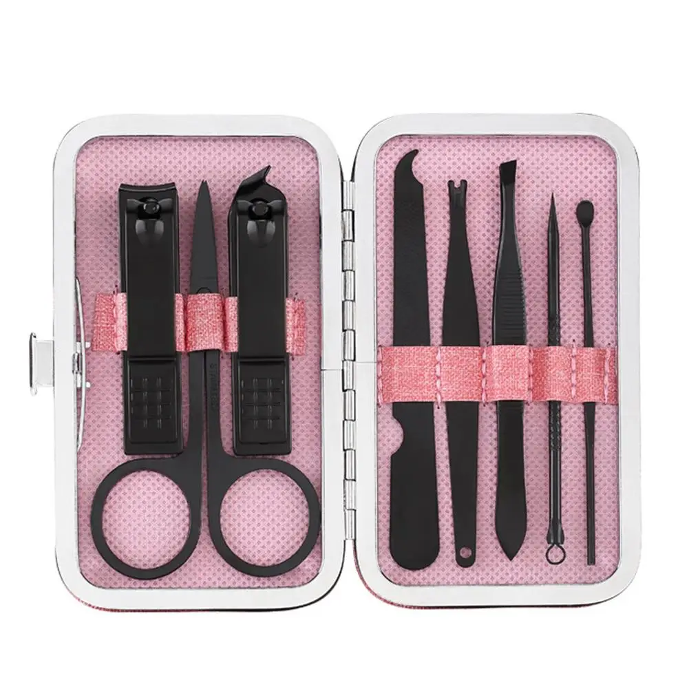 8Pcs/Set Professional Stainless Steel Nail Clipper Earpick Scissor Cuticle Trimmer Manicure Tools Pedicure Kit