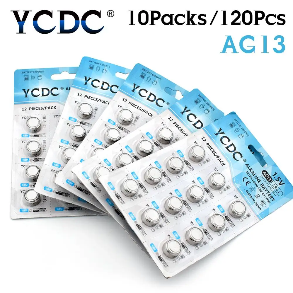 YCDC 120 шт. AG13 LR44 357A S76E G13 Кнопка монетные элементы оригинальные 1,5 В щелочные батареи для электронных продуктов высокое качество