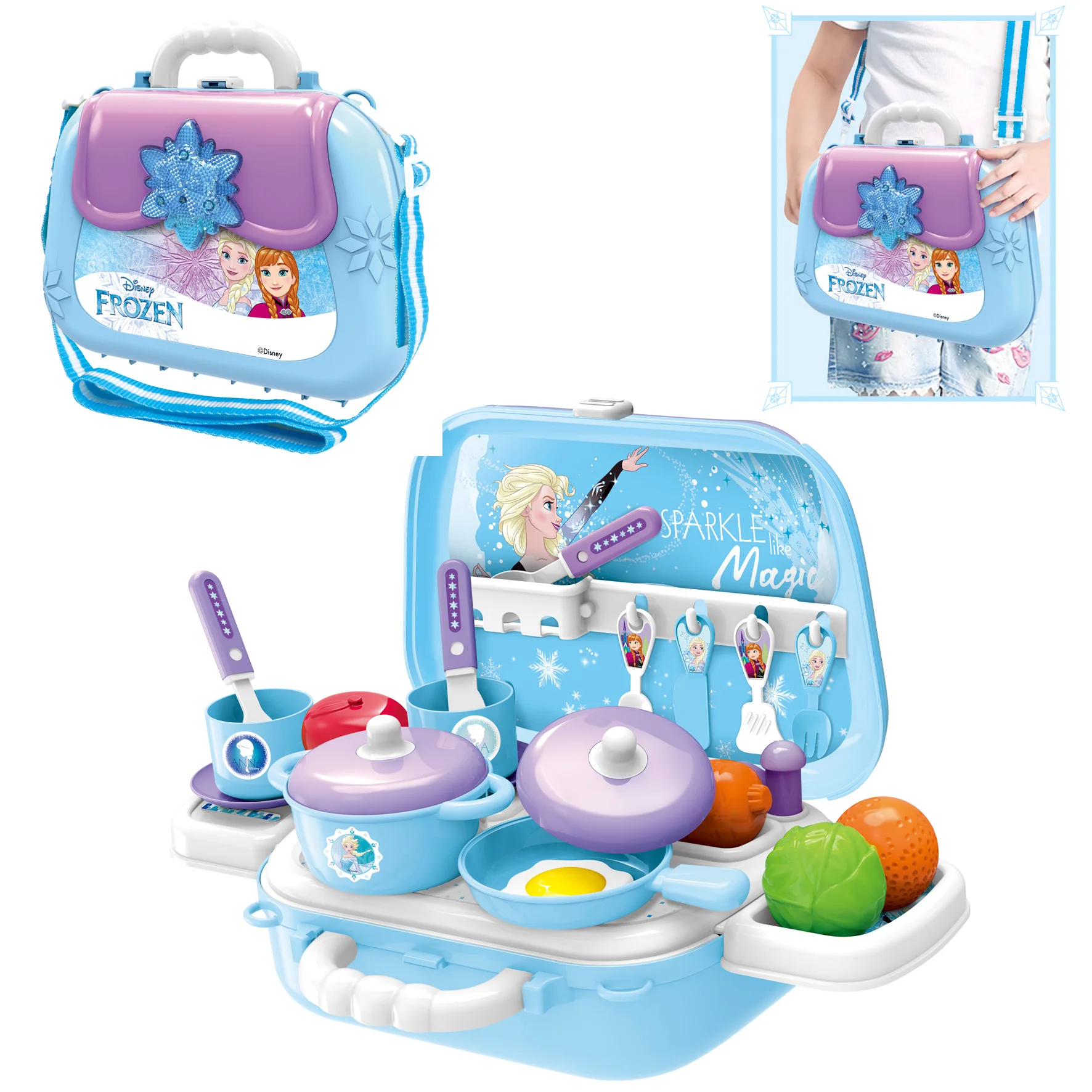 

Xiong cheng Children Model Play House Toys Frozen Princess Cosmetic Bag Minnie Kitchenware Mickey Tool Backpack